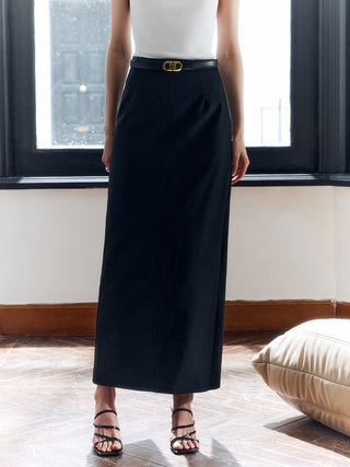 Elegant Solid Split Skirt