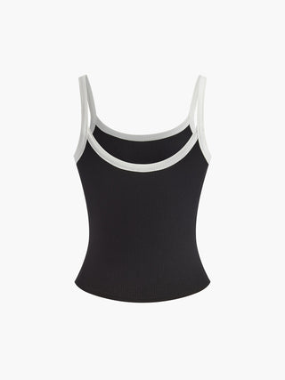 Contrast Trim Slim Stretch Tank Top