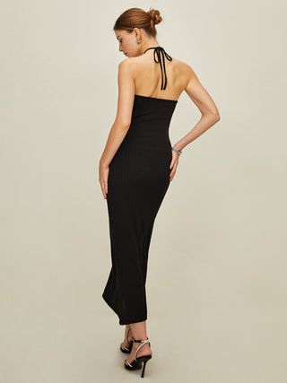 Backless Halter Knotted Dress