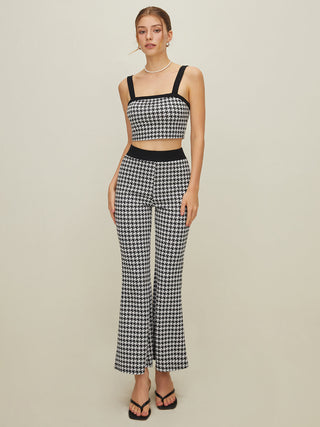 Houndstooth Print Pants Set