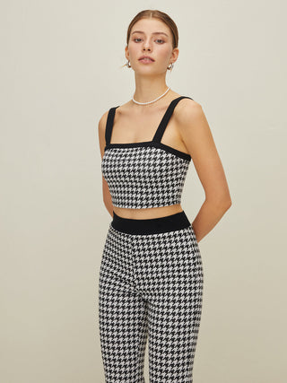 Houndstooth Print Pants Set