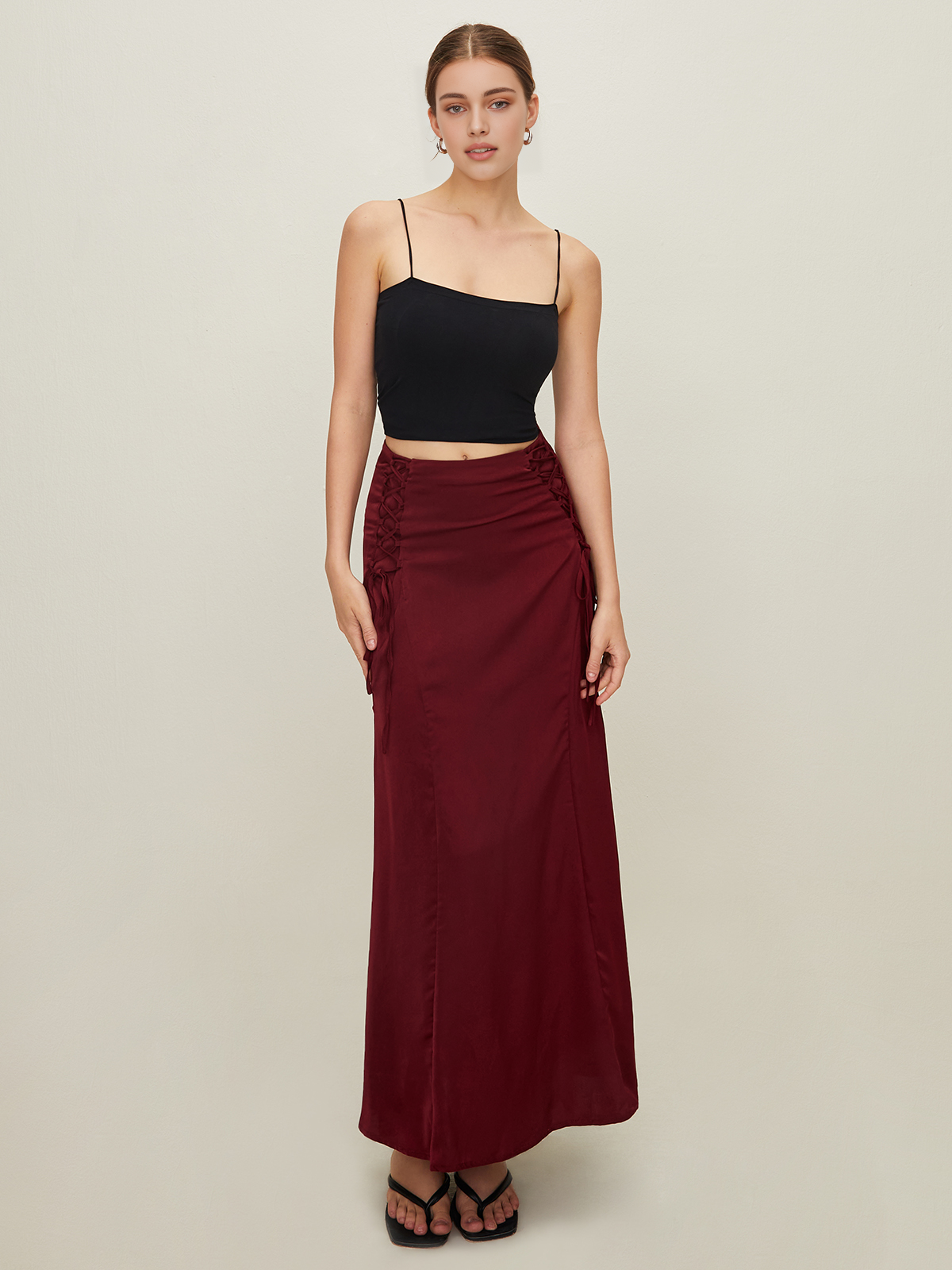Drawstring Maxi Skirt