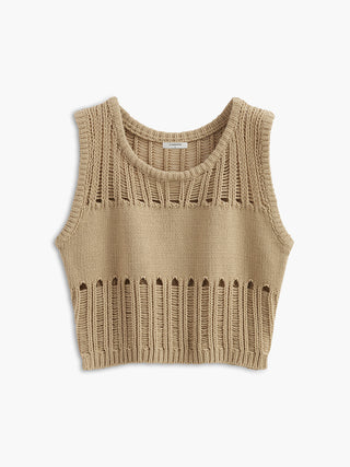 Hollow Out Stretch Sweater Vest