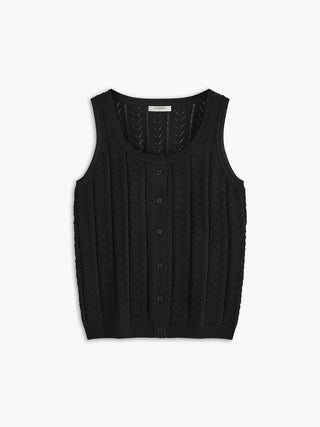 Textured Button-Front Sweater Vest