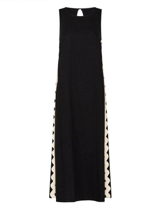 Contrast Trim Split Sleeveless Dress