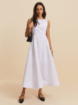 Cotton Crew Neck Sleeveless Dress