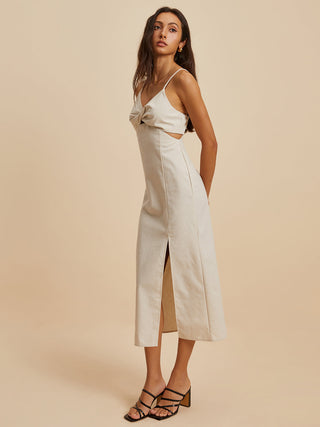 Cotton & Linen Split Slim Dress