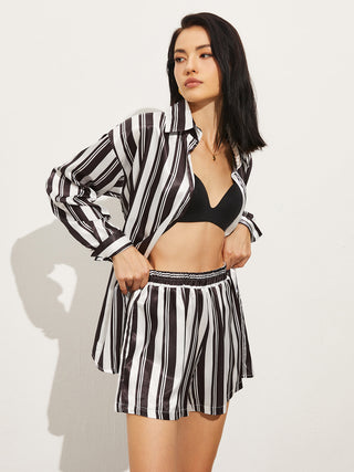 Oversized Stripe Shorts Set