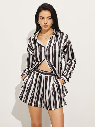 Oversized Stripe Shorts Set