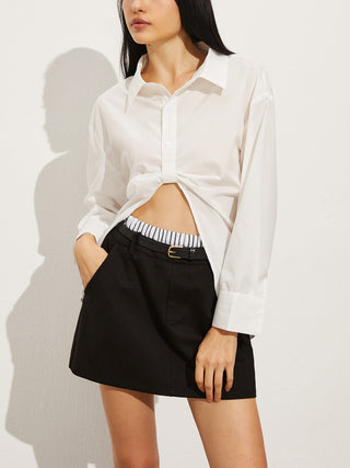 Contrast Trim Belted Skirt