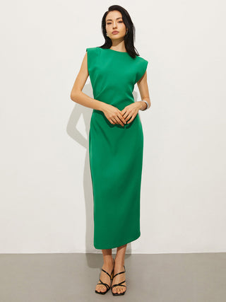 Split Crew Neck Sleeveless Dress