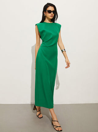 Split Crew Neck Sleeveless Dress