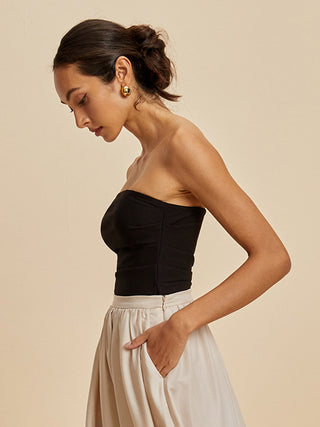 Pleated Off-Shoulder Tank Top