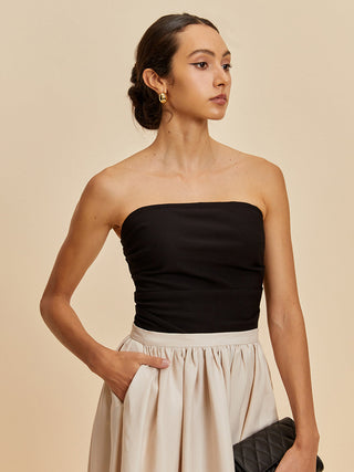 Pleated Off-Shoulder Tank Top