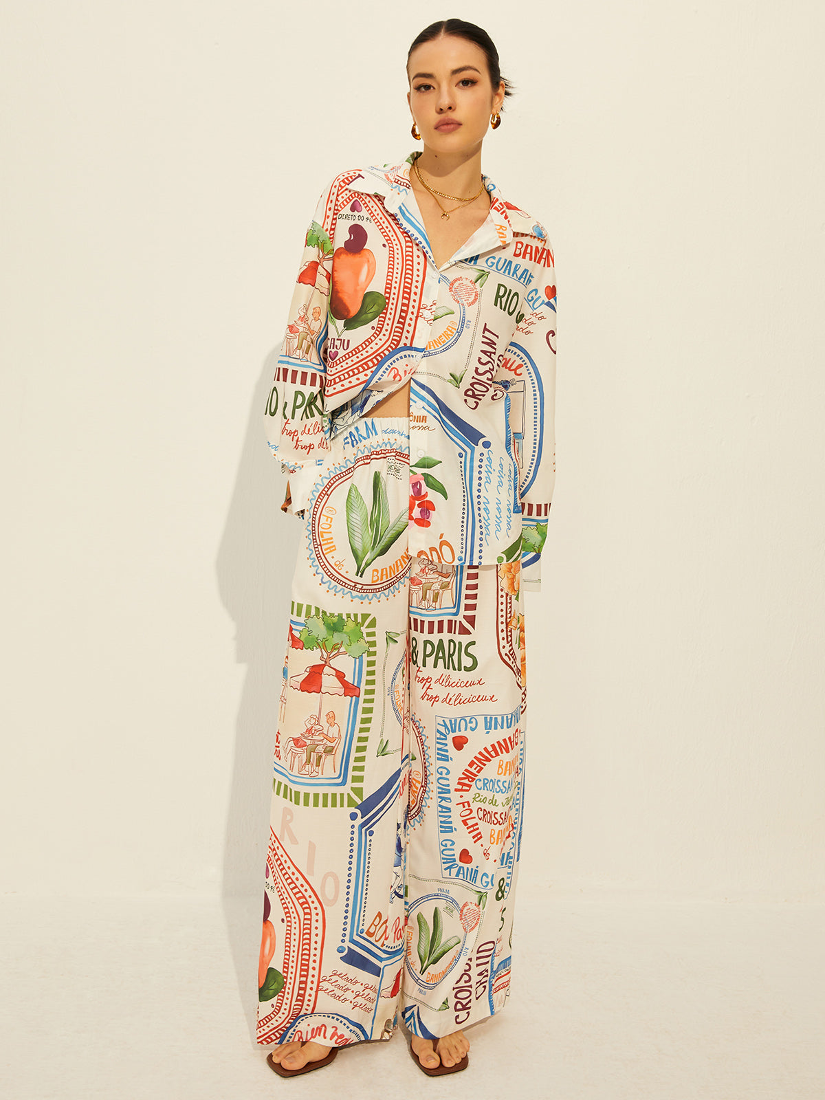 Printed Long Sleeve Pants Set