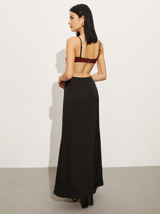 Colorblock Cutout Backless Dress