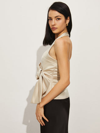 Bow Backless V-Neck Tank Top