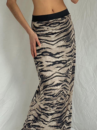 Tiger Pattern High Waist Skirt