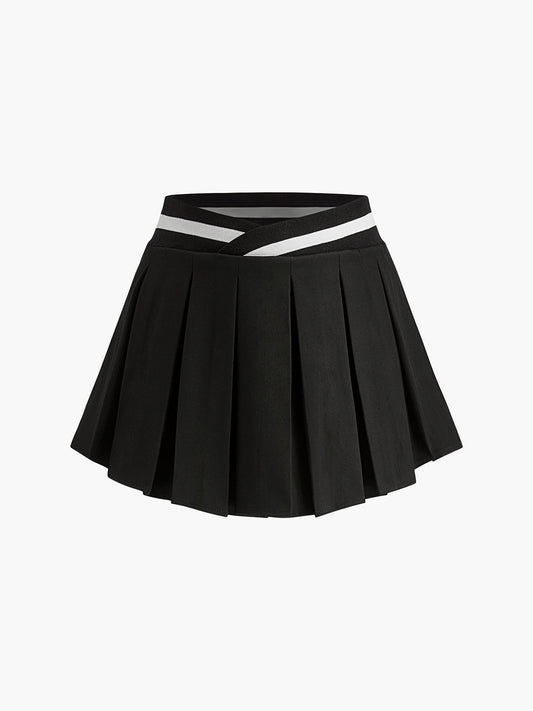 Sporty Casual Pleated Skirt