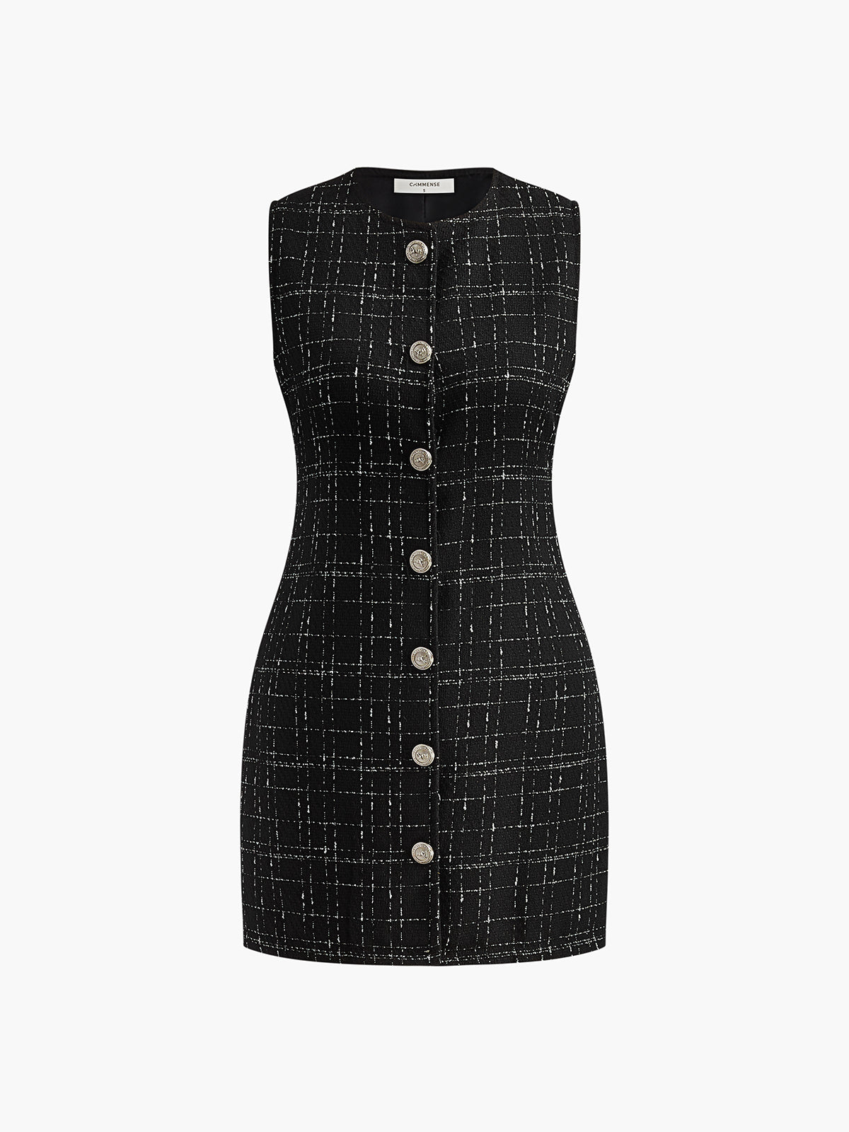 Plaid Button Front Sleeveless Short Dress