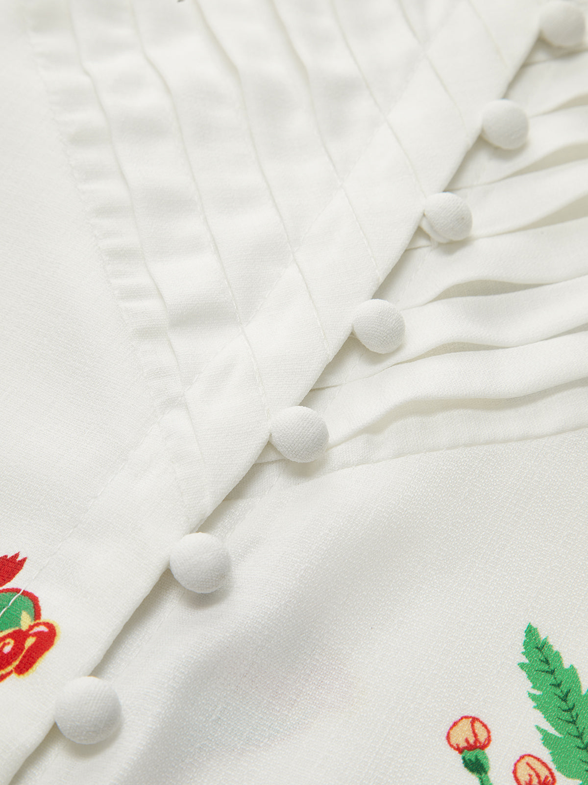 Printed Pleated Ball Button Shorts Set