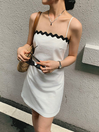 Cotton & Linen Contrast Trim Dress