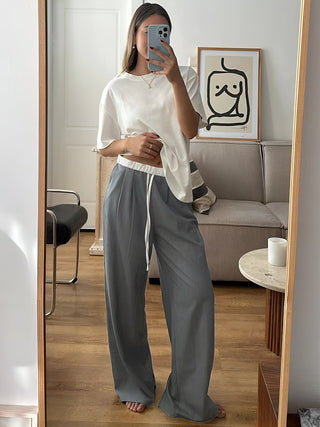 Casual Contrast Binding Pants