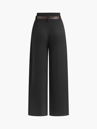 Plain Pleated Pants Without Belt