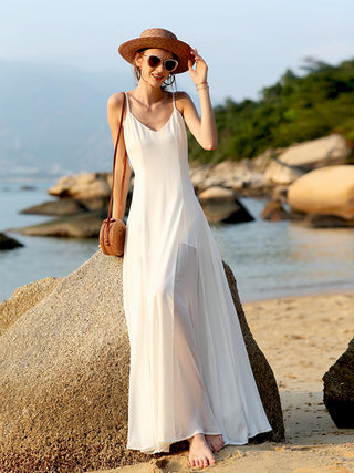 Vacay V-Neck Backless Cami Long Dress