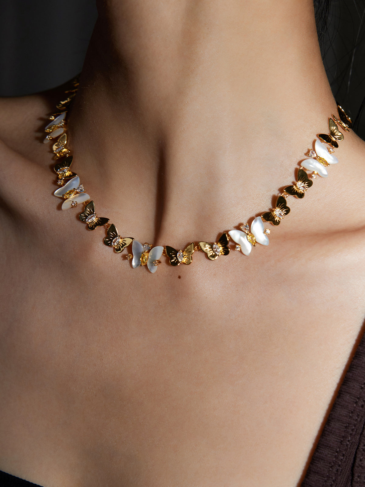 Opal Butterfly Charm Necklace