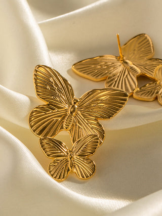 Golden Double Butterfly Earrings