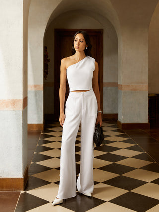 Elegant Asymmetric Button Pants Set