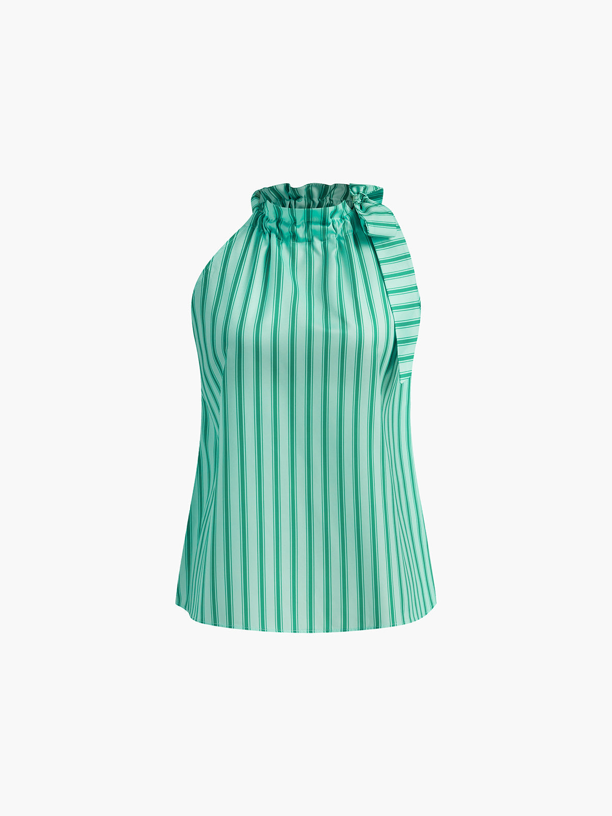 Stripe Mock Neck Bow Ruffle Top