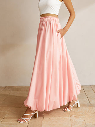 Bubble Elastic Waist Maxi Skirt