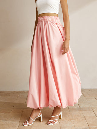 Bubble Elastic Waist Maxi Skirt